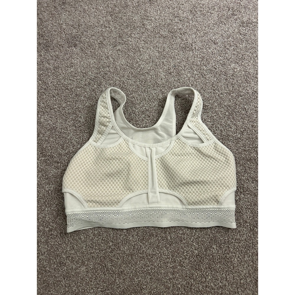 Nike Sports Bra Womens Medium Cream Excellent Dri-FIT Mesh Racerback